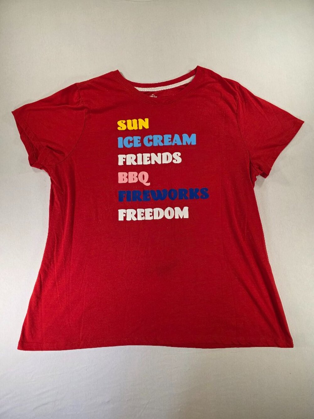 Patriotic Sun Ice Cream Friends BBQ Shirt Women's 2X Blue Celebrate America 250